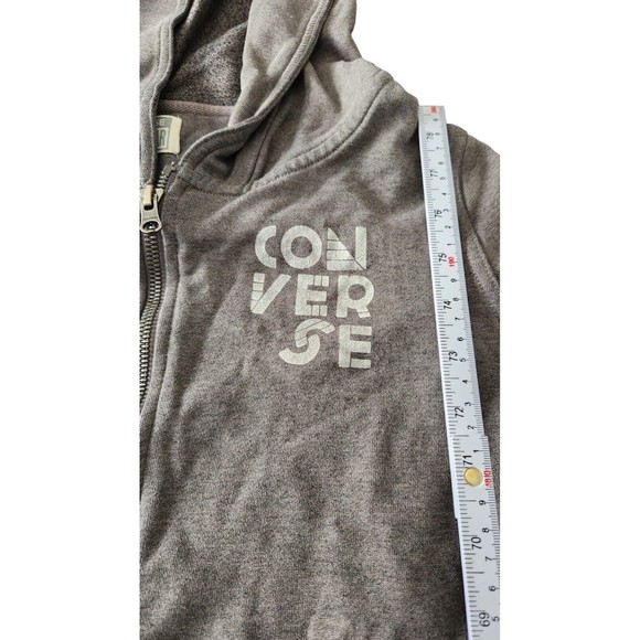Converse All Star Hoodie Women’s Size Medium Gray Cotton Long Sleeve Full Zipper - Picture 4 of 8